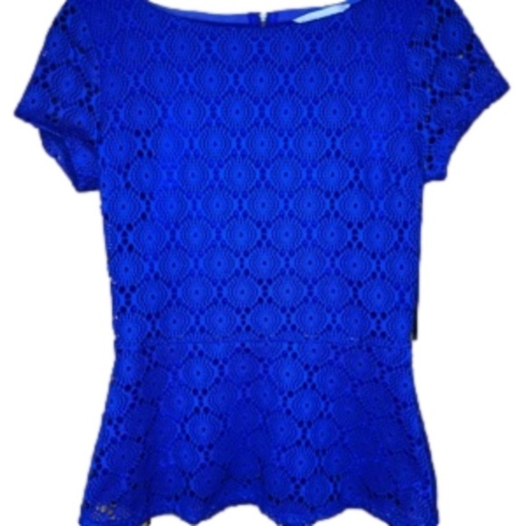Banana Republic Tops - Short sleeved blue lace peplum style shirt. Banana Republic, size 0.